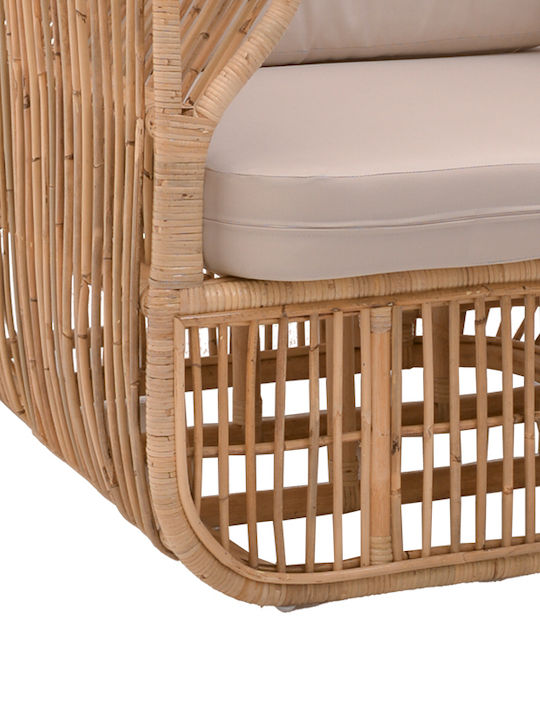Outdoor-Sessel Rattan Fajole Natural - Beige mit Kissen 86x86x66εκ.