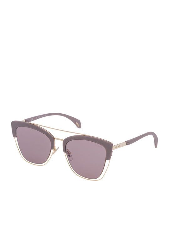 Police Damen Sonnenbrille mit Lila Gestell und Lila Spiegel Linse SPL618 300X