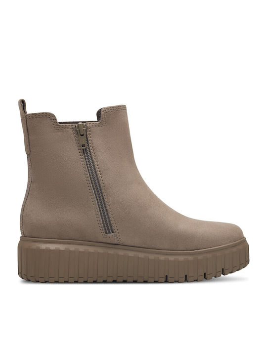 Suede Women's Ankle Boots Beige