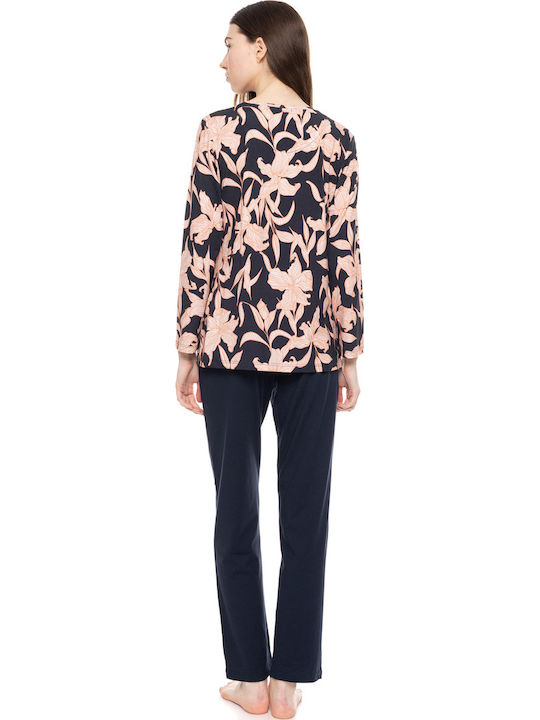 Pink Label Winter Damen Pyjama-Set Blue