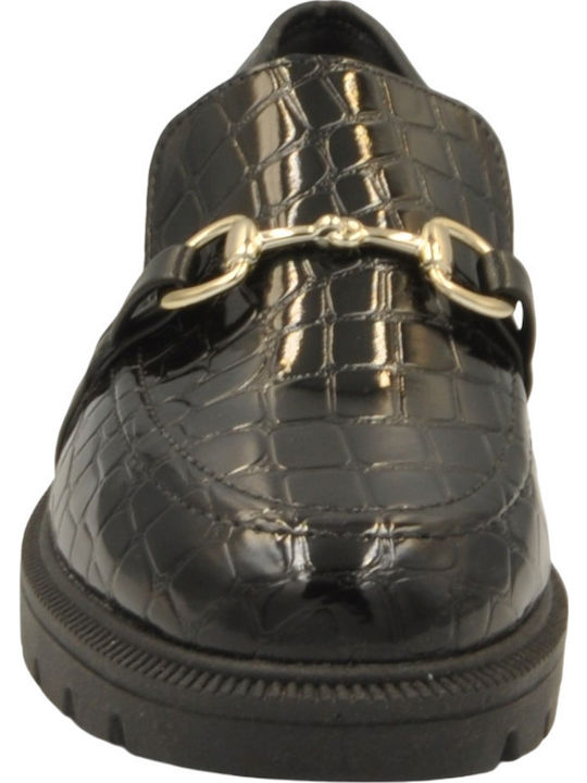 Lackleder Damen Loafers in Schwarz Farbe