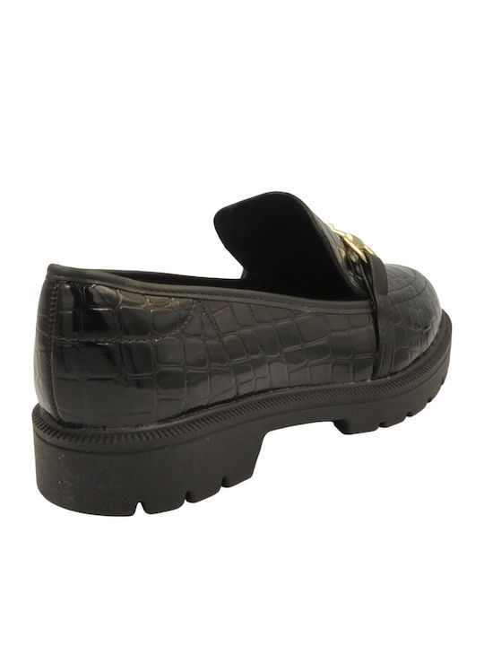 Lackleder Damen Loafers in Schwarz Farbe
