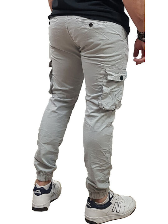 1355 Παντελόνι Cargo σε Slim Εφαρμογή Light Grey, Gray Melange