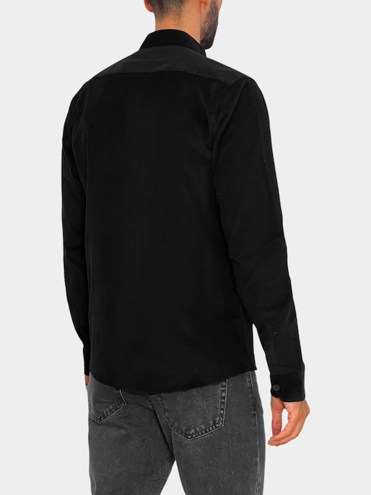 Langärmlig Baumwolle Hemd Black