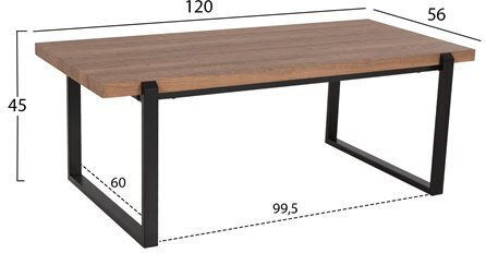 Rectangular Coffee Table Shaben Wooden Sonoma / Black L120xW60xH46cm.