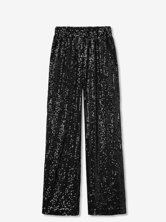 Women's Fabric Trousers Wide Line Black