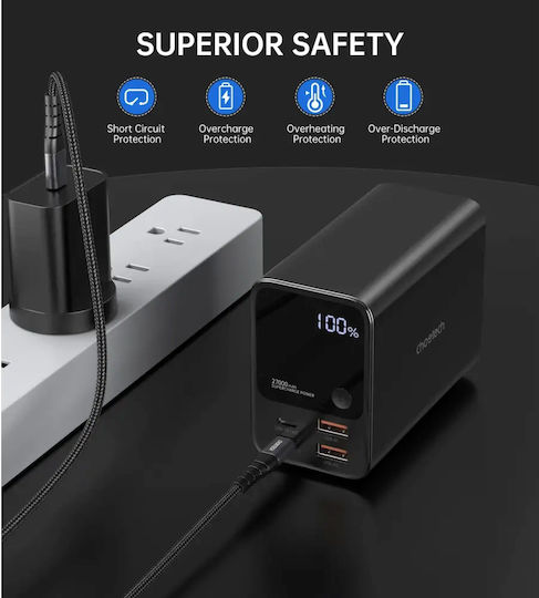 Choetech B635BK Power Bank 27000mAh 22.5W cu 2 Porturi USB-A și 2 Porturi USB-C Negru