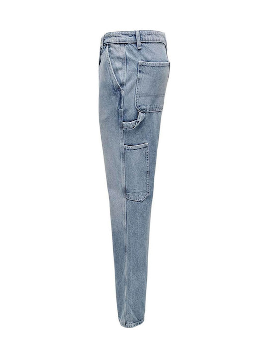 Ανδρικό Παντελόνι Τζιν με Regular Straight Εφαρμογή Light Blue Denim