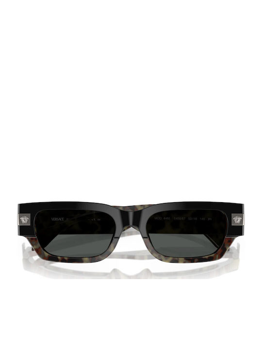 Versace Men's Sunglasses with Brown Tartaruga Plastic Frame and Gray Lens