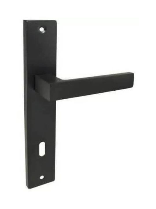Perfect Lever Middle Door with Plate Pair (Center Distance 90mm) Matte Black