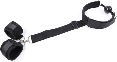 Naughty Toys Neoprene Gag Hand Cuffs