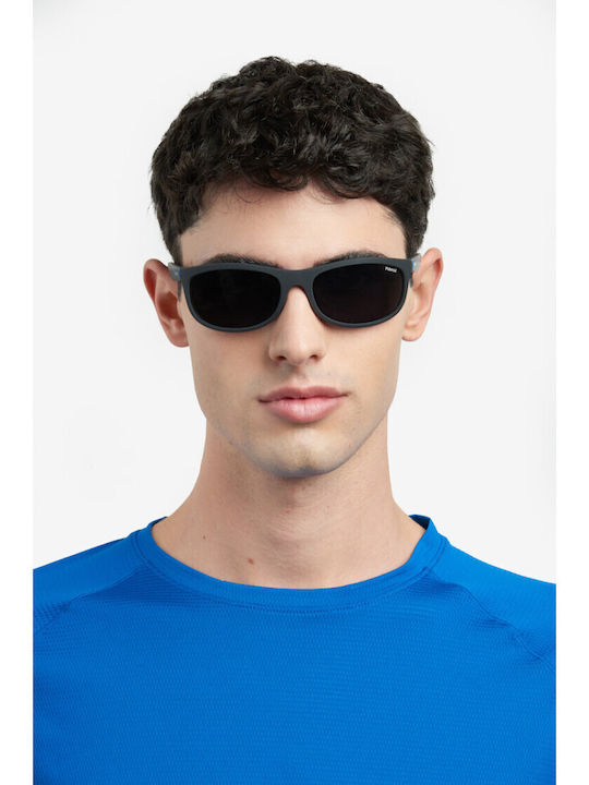 Polaroid Men's Sunglasses with Black Plastic Frame and Black Lens