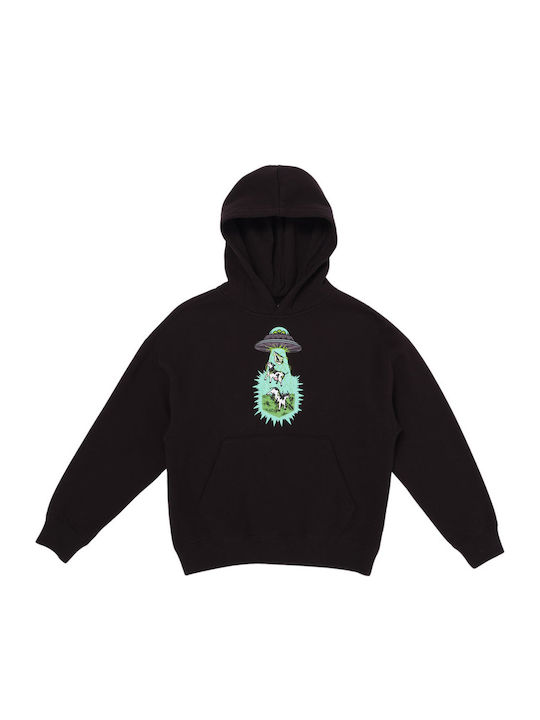 Kids Sweatshirt with Hood and Pockets Black Udder Space