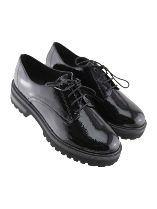 Women's Patent Leather Oxford Shoes Black
