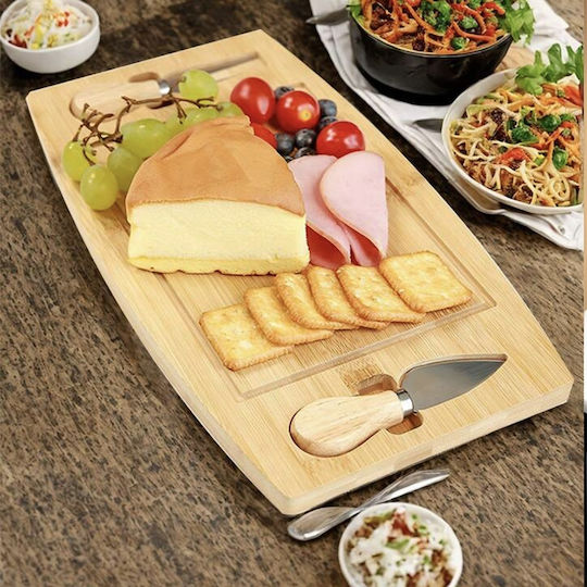 Bamboo Platter Presenting Serving Cheeses Pufo Cheese 2 Included Accessories 33 Cm