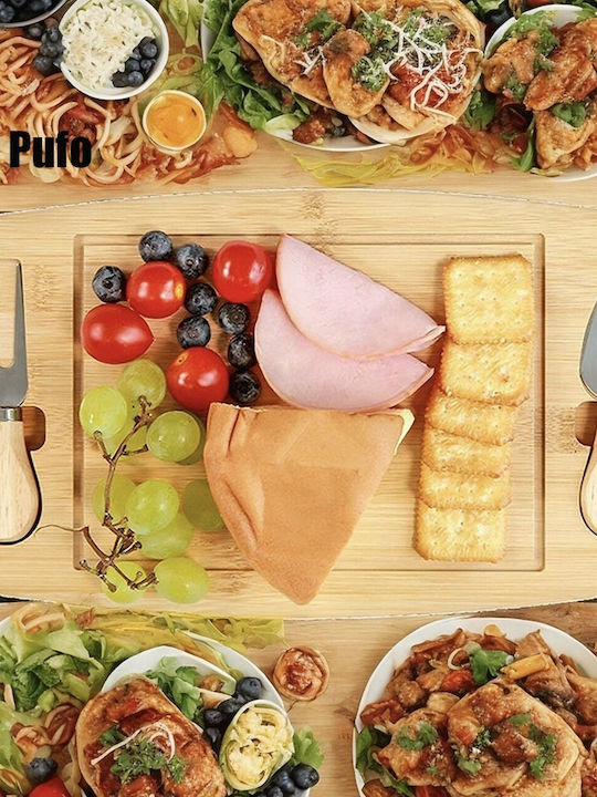 Bamboo Platter Presenting Serving Cheeses Pufo Cheese 2 Included Accessories 33 Cm