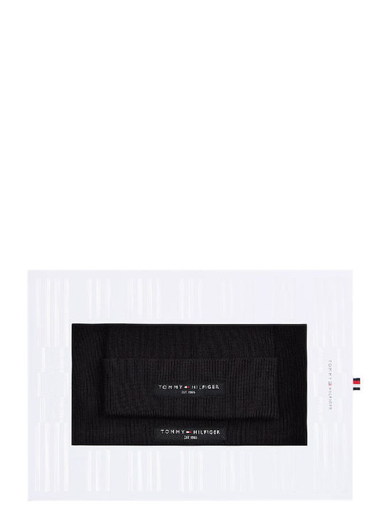 Masculin Set cu Căciulă Tricotat în culoarea Negru
