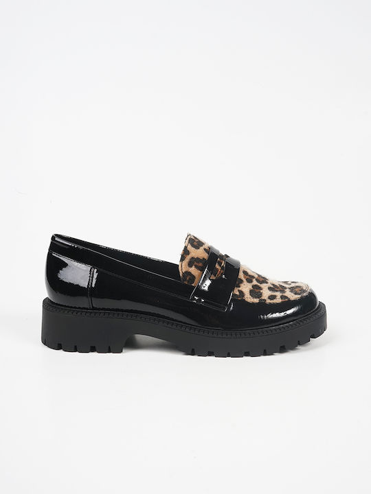 Damen Mokassins Black/Leopard