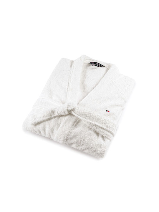 Tommy Hilfiger Legend Μπουρνούζι με Γιακά Λευκό 360gr/m²