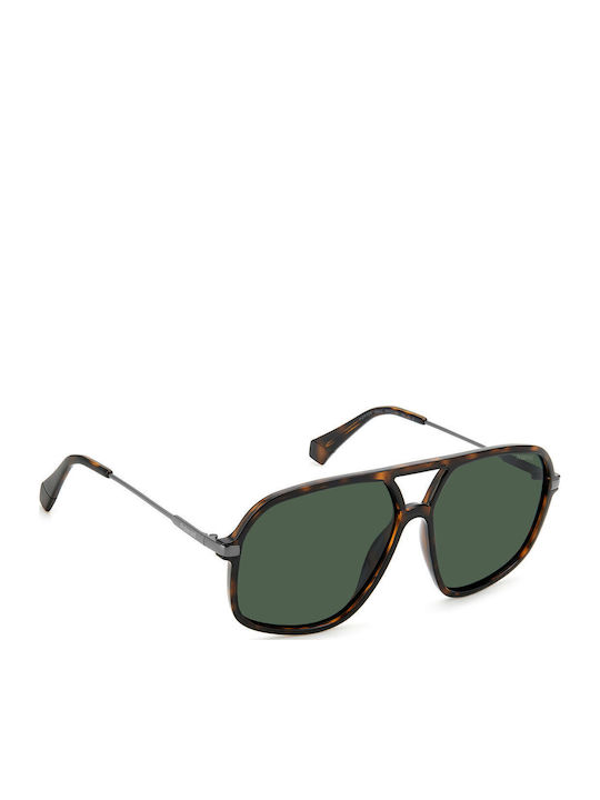 Polaroid Men's Sunglasses with Brown Tartaruga Frame and Green Lens PLD6182/S 086/UC