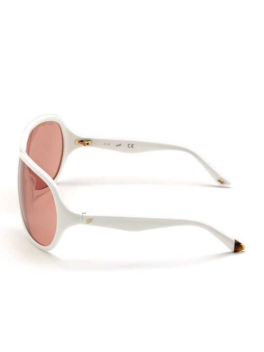 Web Women's Sunglasses with White Plastic Frame and Pink Lens