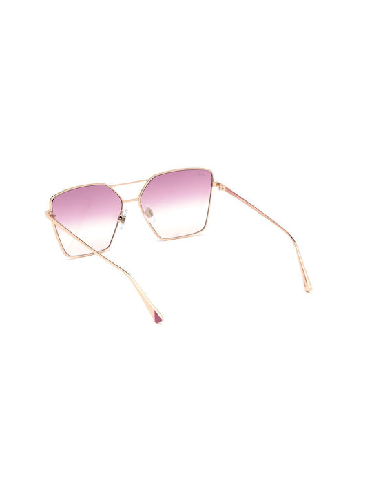 Web Women's Sunglasses with Gold Metal Frame and Pink Gradient Lens WE0268 33Z