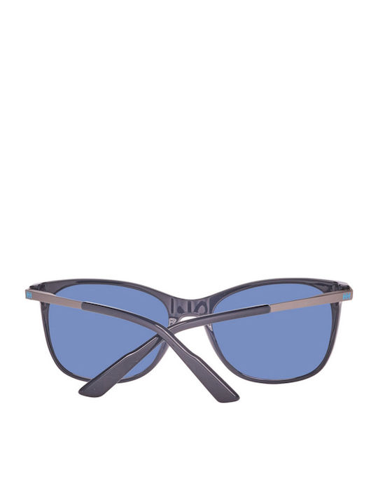 Helly Hansen Women's Sunglasses with Blue Plastic Frame and Silver Mirror Lens