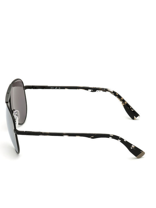 Web Unisex Sunglasses with Black Metal Frame and Silver Mirror Lens WE0281 02C