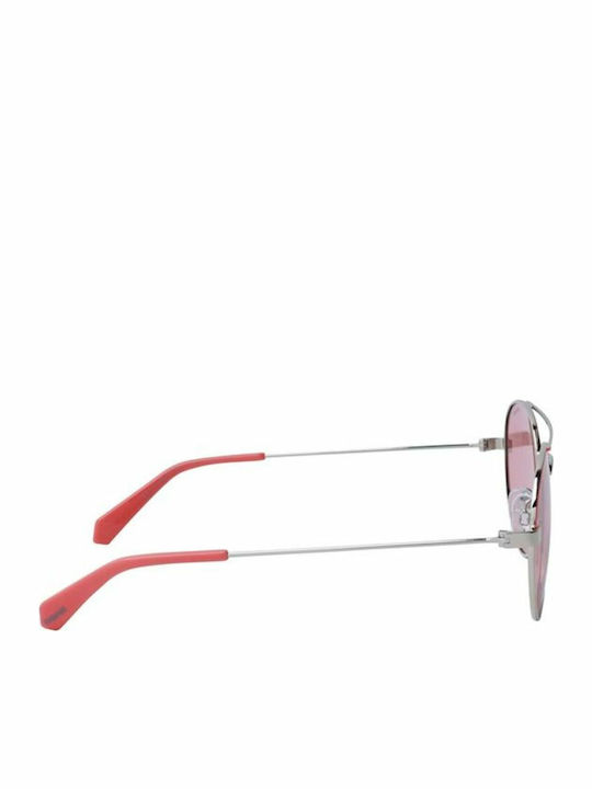 Polaroid Men's Sunglasses with Silver Metal Frame and Red Lens PLD6056/S 35J0F