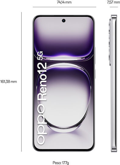 Oppo Reno12 5G Dual SIM (12/256GB) Ασημί