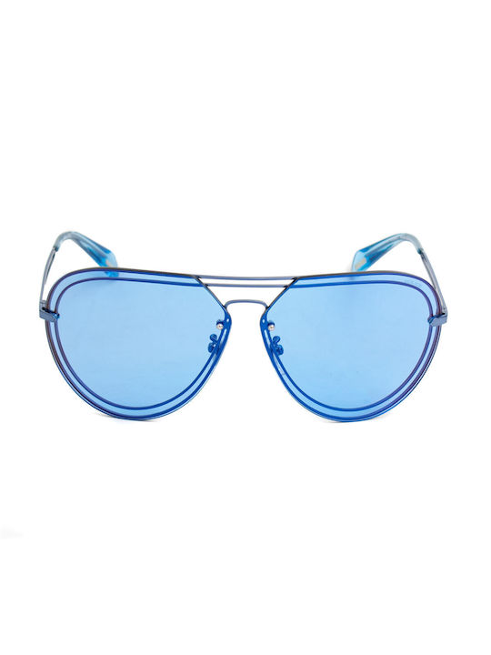 Police Women's Sunglasses with Blue Metal Frame and Blue Lens SPLA93 R70B