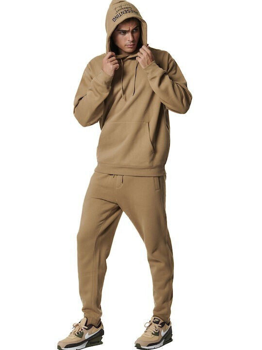 Sweatshirt Für Herren Mit Fleece Kapuze Natural Mocha