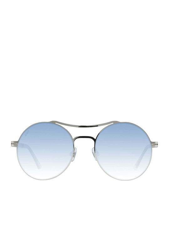 Web Women's Sunglasses with Gold Metal Frame and Light Blue Lens