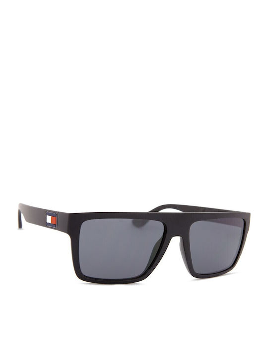 Tommy Hilfiger Unisex Ochelari De Soare Cu Ramă Neagră Din Plastic Și Lentile Gri