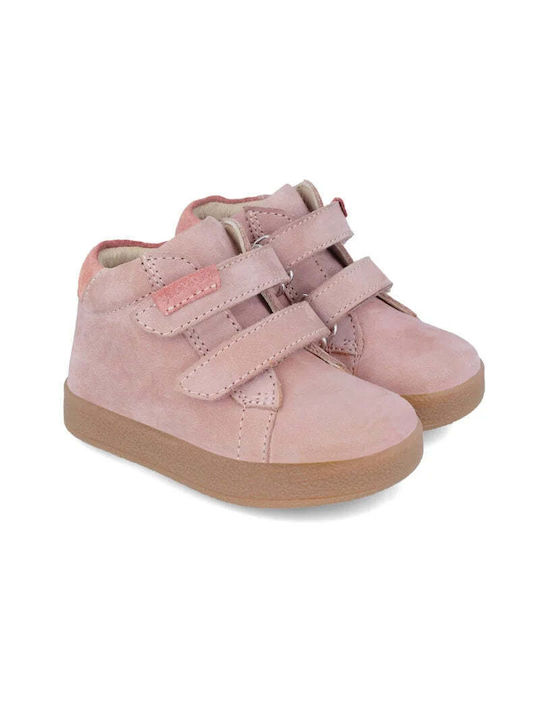 Garvalin Kids Leather Anatomic Boots with Hoop & Loop Closure Pink