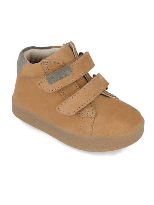 Leather Kids Boots with Velcro Brown