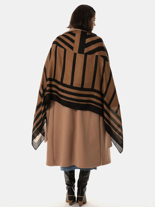Scarf with Geometric Patterns Brown Brown