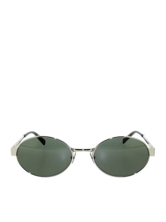 Ysl Unisex Sunglasses with Silver Metal Frame and Green Lens