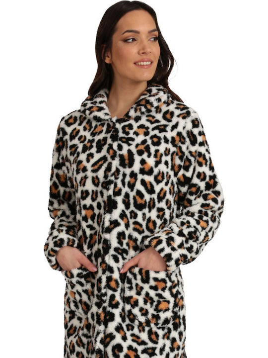 Lydia Creations Χειμερινή Γυναικεία Fleece Ρόμπα