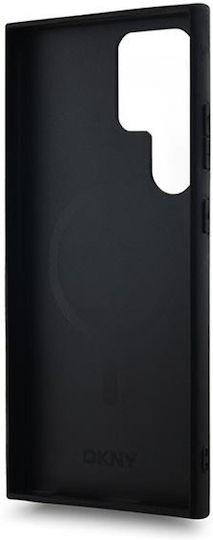 DKNY Pattern Back Cover Piele artificială / Piele Negru (Galaxy S24 Ultra)