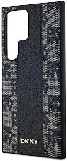 DKNY Pattern Back Cover Piele artificială / Piele Negru (Galaxy S24 Ultra)