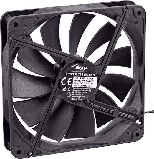 Akyga AW-14A Case Fan 140mm (1000rpm) Χωρίς Led Φωτισμό και Σύνδεση 3-Pin / 4-Pin Molex