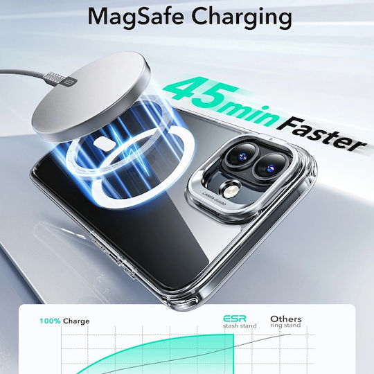 ESR Classic Hybrid Halolock Kickstand Umschlag Rückseite Kunststoff Transparent (iPhone 16)