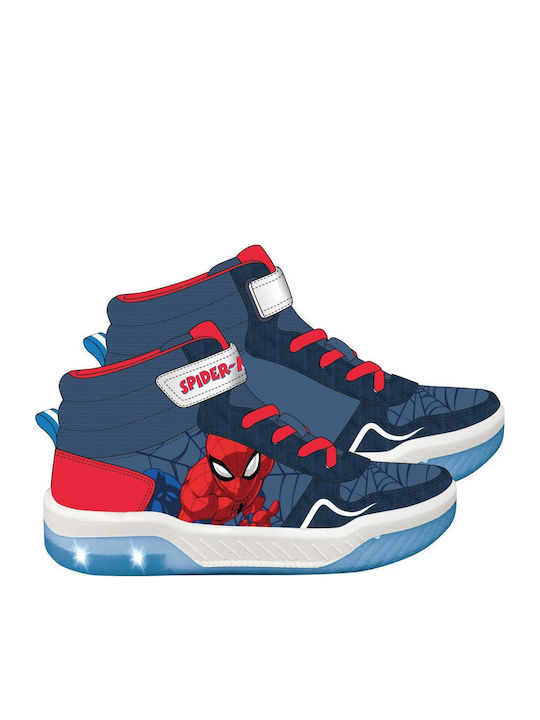Spiderman Kids Sneakers High with Lights Blue