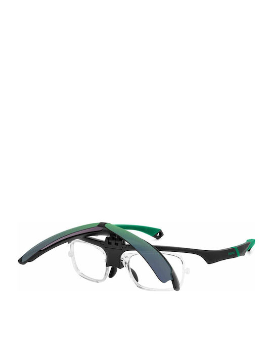 Polaroid Unisex Sunglasses with Black Plastic Frame and Green Mirror Lens PLD7056/C 3OL/5Z