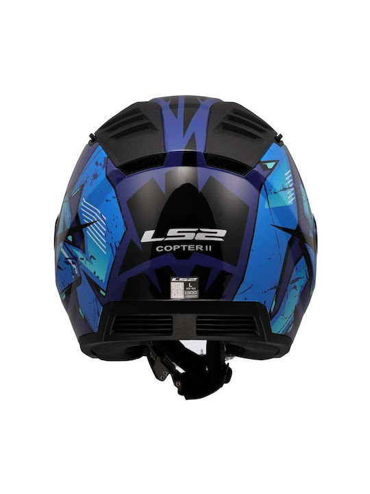 LS2 Copter II OF600 Kanji Blue Каска За Мотор Джет ECE 22.06 1200гр с Sunvisor