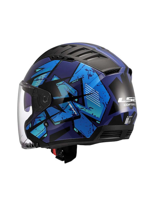 LS2 Copter II OF600 Kanji Blue Каска За Мотор Джет ECE 22.06 1200гр с Sunvisor