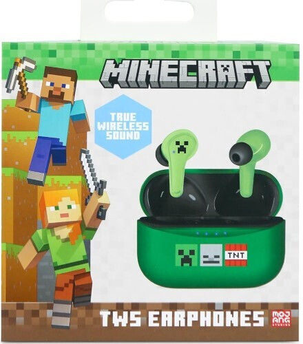 OTL Minecraft In-ear Bluetooth Handsfree Ακουστικά με Θήκη Φόρτισης Πράσινα
