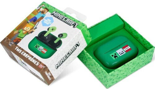 OTL Minecraft In-ear Bluetooth Handsfree Ακουστικά με Θήκη Φόρτισης Πράσινα