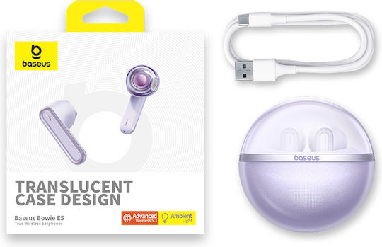 Baseus Bowie E5 Earbud Bluetooth Handsfree Ακουστικά με Θήκη Φόρτισης Μωβ